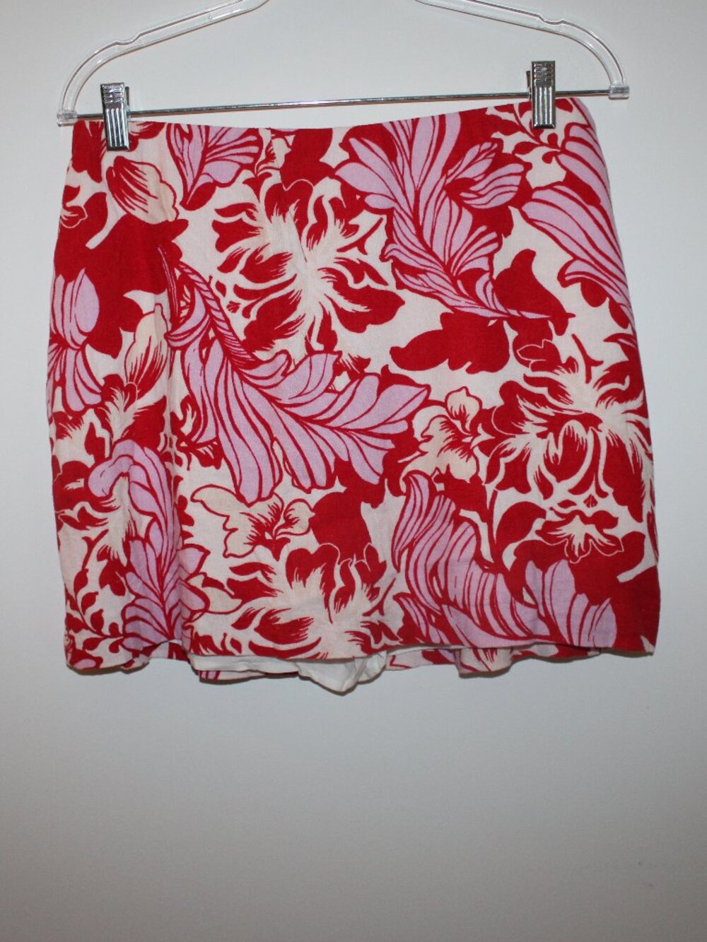Abercrombie & Fitch Red White Floral Skirt Linen Blend Fabric Sz M NWT